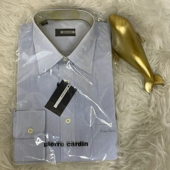 pierre cardin men's dress shirts Pierre Cardin Men Dress Shirt Blue White Stripe Long Sleeve 15 1/2 39/49 Canada